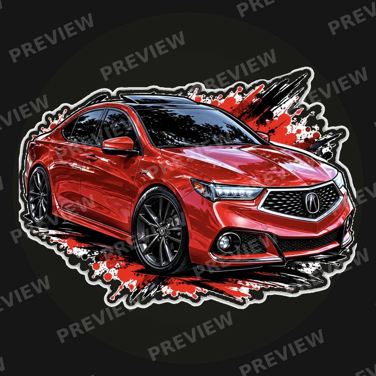Crimson Sedan Sticker